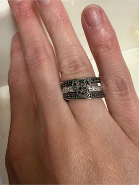 The Bradford Exchange Black and White Crystal Mickey Stack Ring